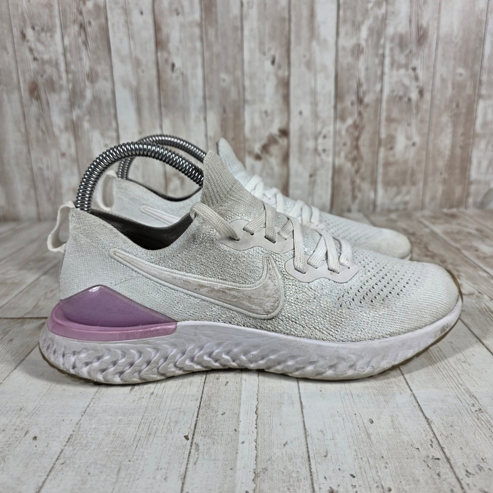 Nike Epic React Flyknit 2 Womens 7.5 White Plum Running Shoes BQ8927-101